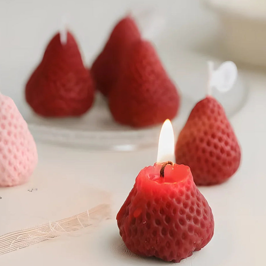4 Piece Strawberry-Shaped Mini Scented Candles