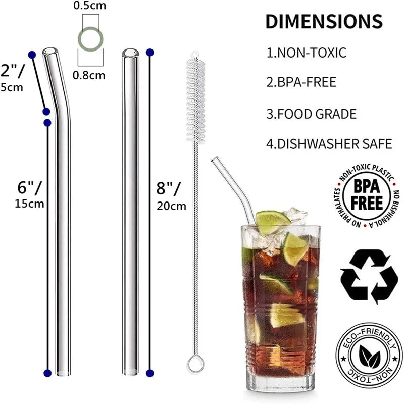 Stylish & Chic Multi-Colored Reusable Glass Straws