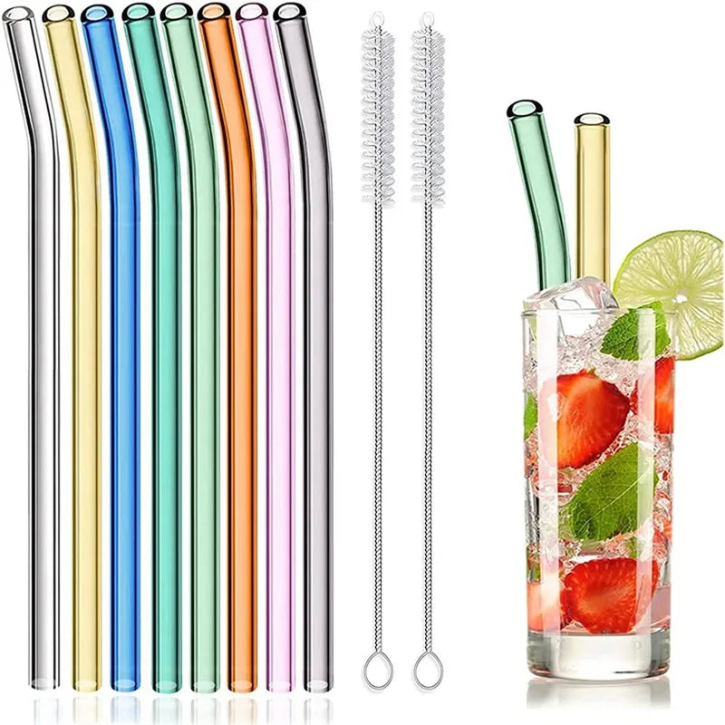 Stylish & Chic Multi-Colored Reusable Glass Straws