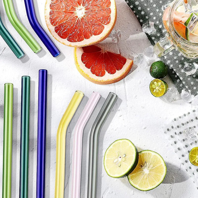 Stylish & Chic Multi-Colored Reusable Glass Straws