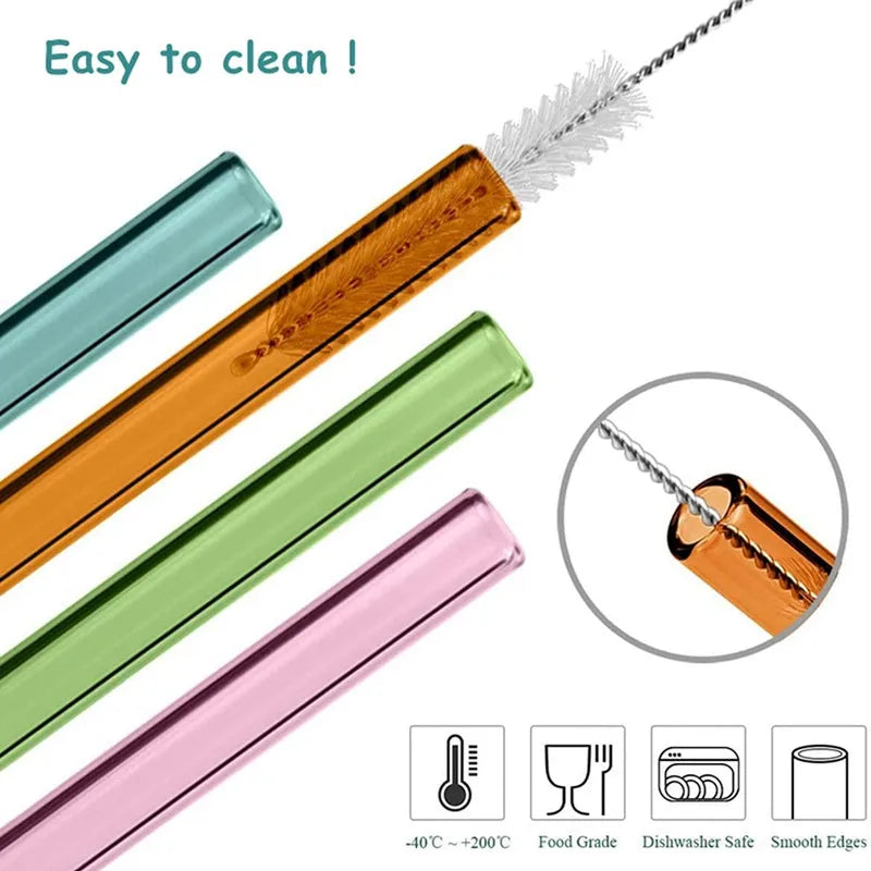 Stylish & Chic Multi-Colored Reusable Glass Straws
