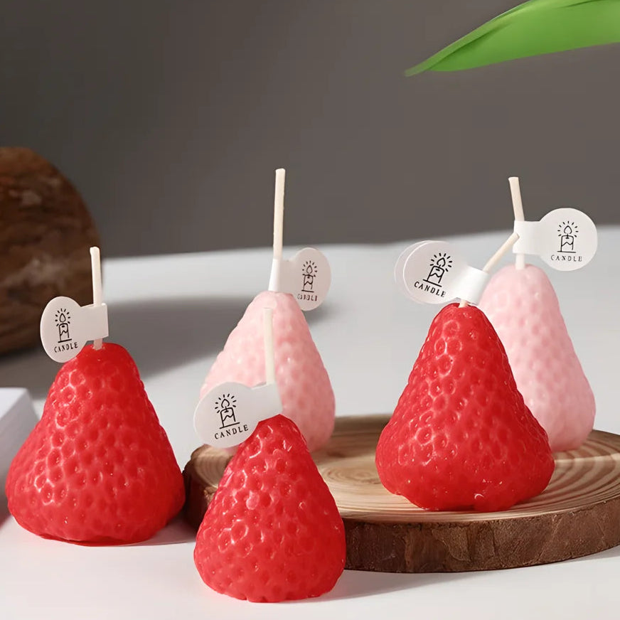 4 Piece Strawberry-Shaped Mini Scented Candles