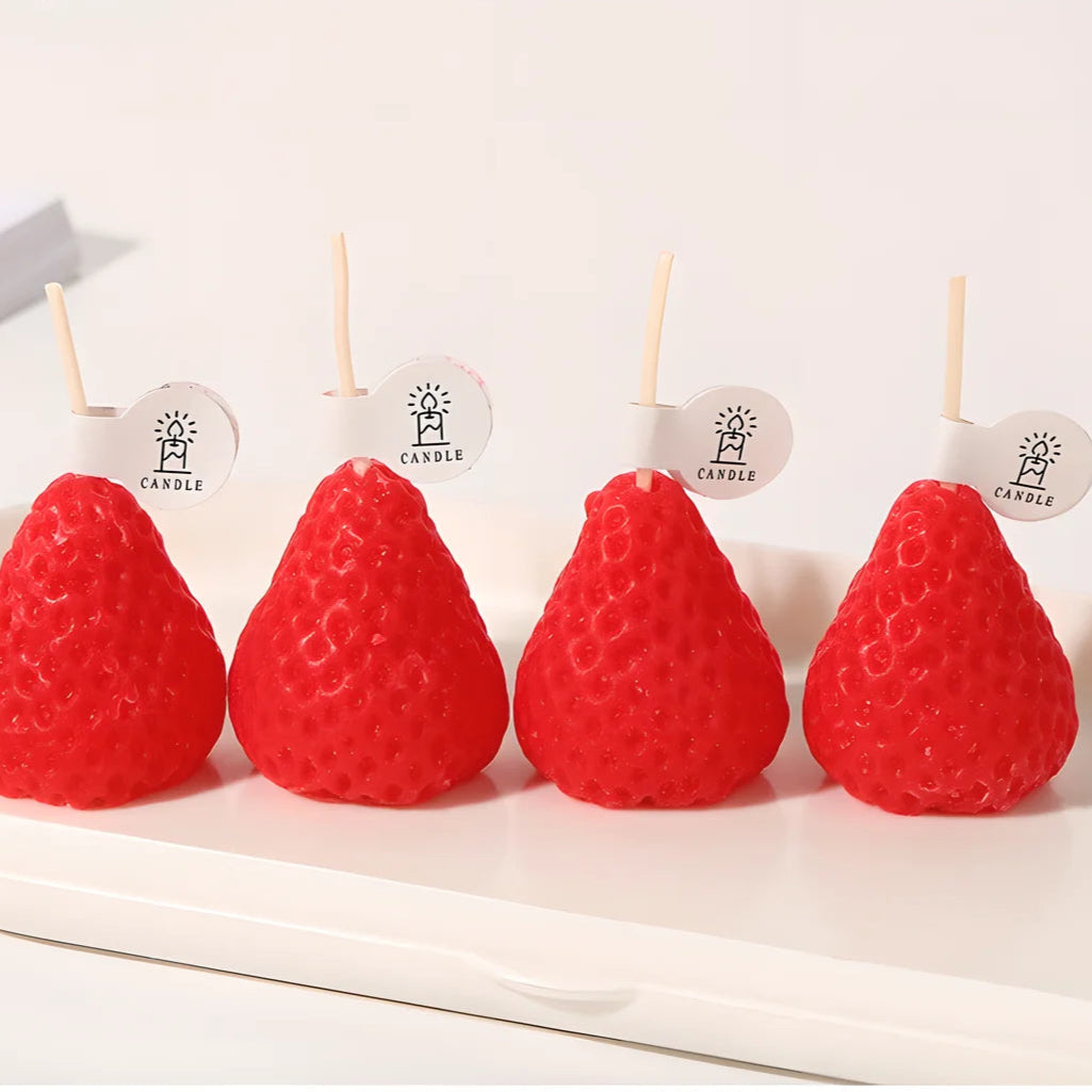 4 Piece Strawberry-Shaped Mini Scented Candles